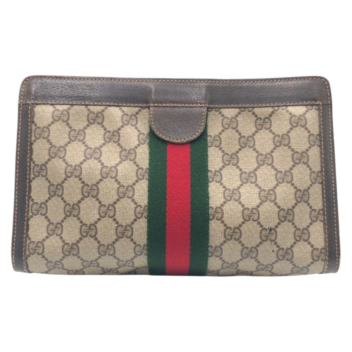 Gucci Vintage Sherry Line Brown Leather 41 014 Clutch