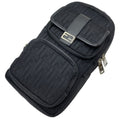 Fendi Zucca Cross FF Pattern Logo Leather Fabric Black Red
