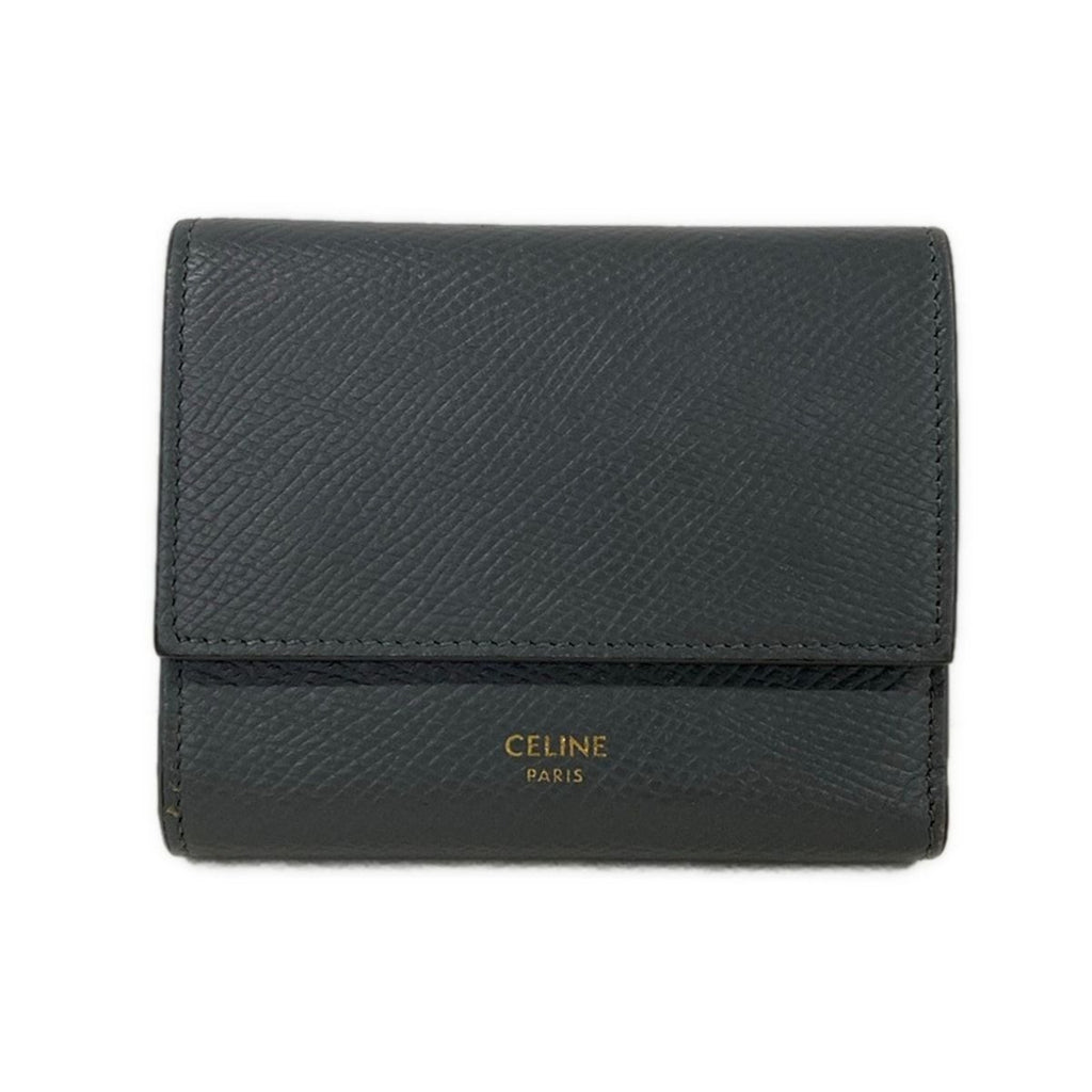 Celine Trifold Wallet Small Gray Leather