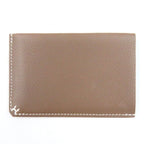Hermes H Serie Vaux Evercolor Etoupe Bias Stitch Card Case Engraved B