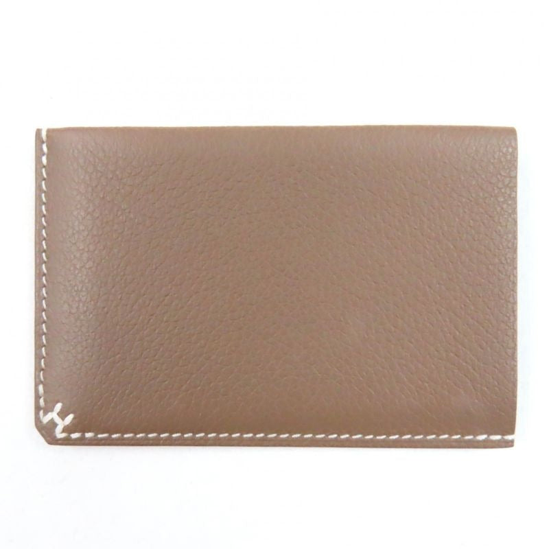 Hermes H Serie Vaux Evercolor Etoupe Bias Stitch Card Case Engraved B — view 2