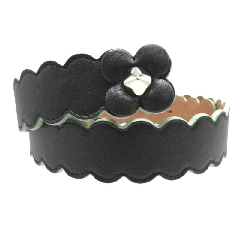 Fendi Flower Motif Leather Black 75 Belt 0753 — view 2