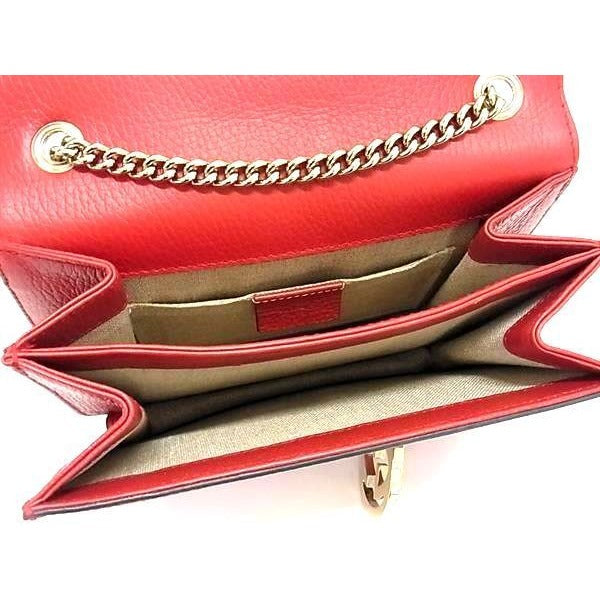 Gucci Bag Interlocking G Chain Shoulder Red Leather — view 6