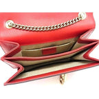 Gucci Bag Interlocking G Chain Shoulder Red Leather — view 6