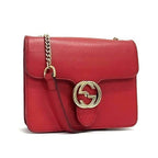 Gucci Bag Interlocking G Chain Shoulder Red Leather