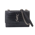Saint Laurent Sunset Mini Chain Wallet Bifold Croco Shoulder