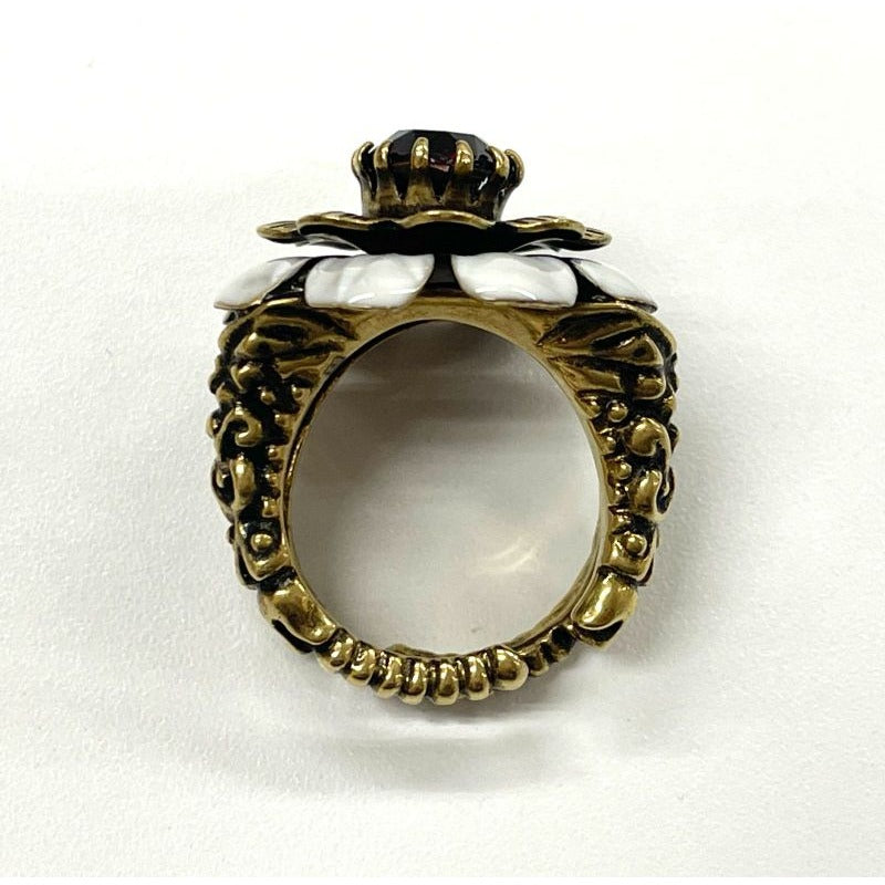 Gucci Flower Cocktail Ring S White Stones And GP — view 3