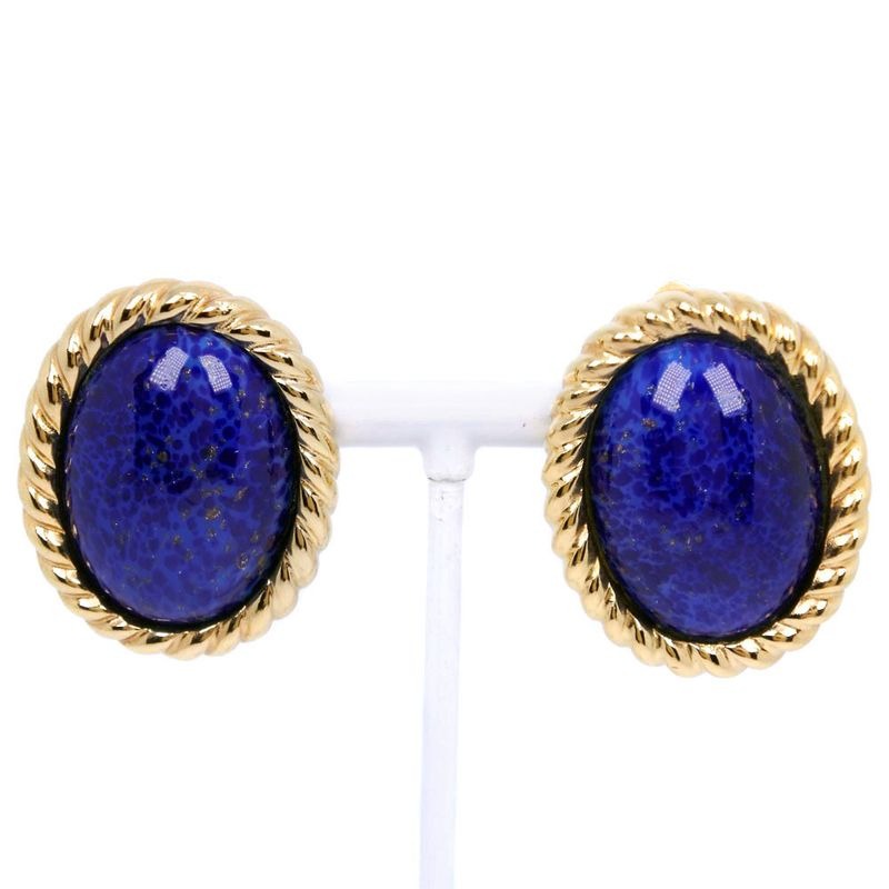 Christian Dior Vintage Gold Plated Blue 35.5 g Earrings — view 2