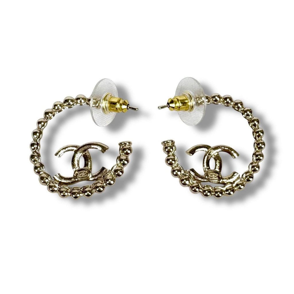 Chanel Hoop Earrings Coco Mark Logo Cc Rhinestone 2025 C25 P Gold Hardware — view 2