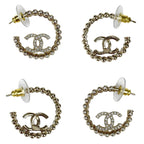 Chanel Hoop Earrings Coco Mark Logo Cc Rhinestone 2025 C25 P Gold Hardware — view 3