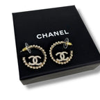 Chanel Hoop Earrings Coco Mark Logo Cc Rhinestone 2025 C25 P Gold Hardware — view 6
