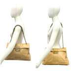 Fendi FF Logo Motif Leather 2-Way Chain Shoulder Bag Tote Beige — view 2