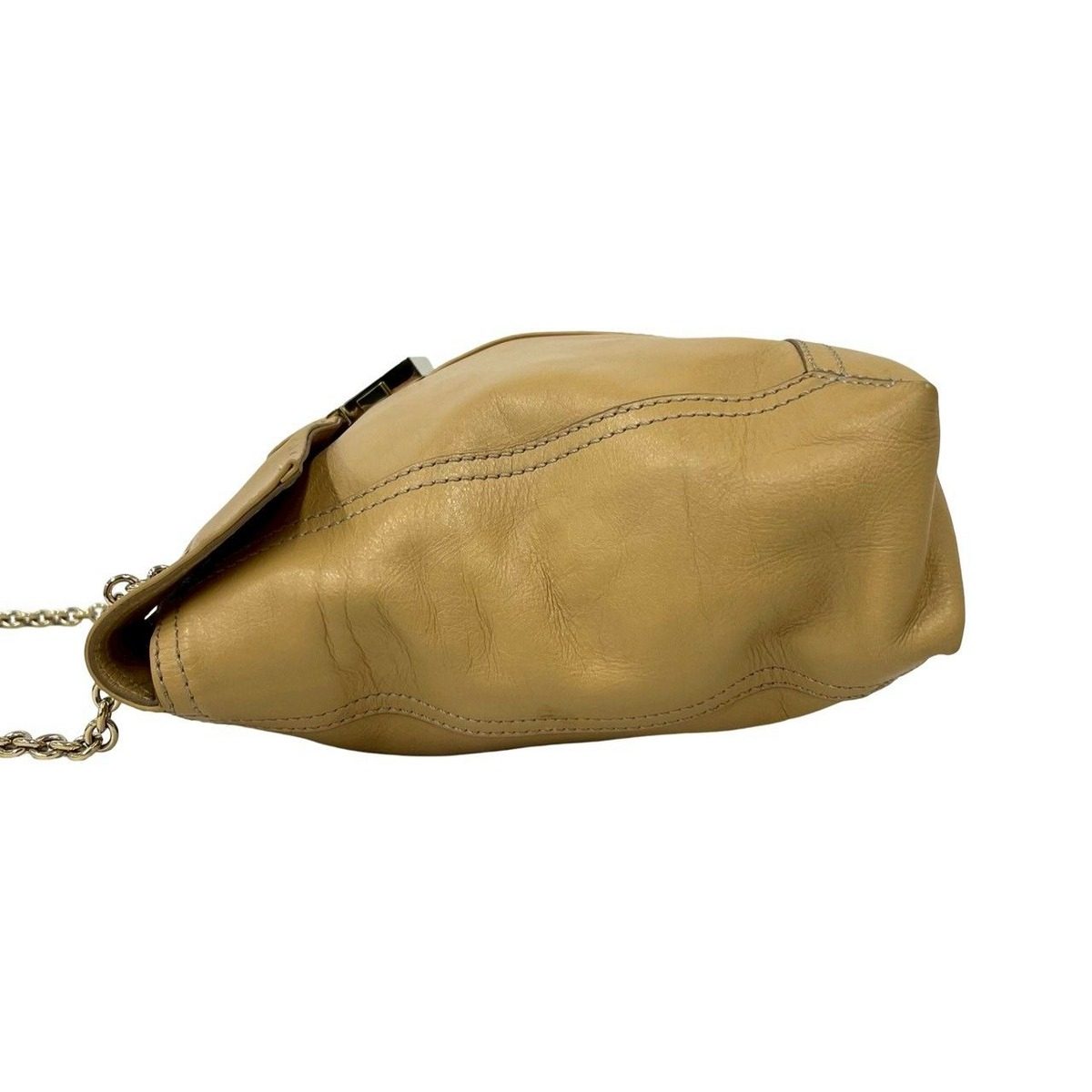 Fendi FF Logo Motif Leather 2-Way Chain Shoulder Bag Tote Beige — view 5