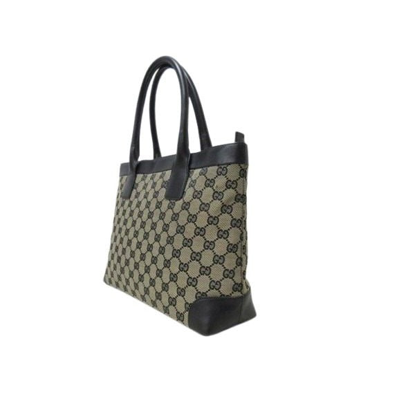 Gucci Tote 002 1119 Beige Black GG Canvas Leather — view 2