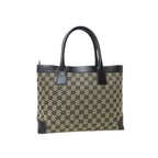 Gucci Tote 002 1119 Beige Black GG Canvas Leather — view 3
