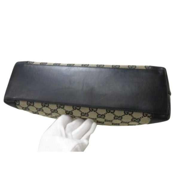 Gucci Tote 002 1119 Beige Black GG Canvas Leather — view 4
