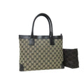 Gucci Tote 002 1119 Beige Black GG Canvas Leather