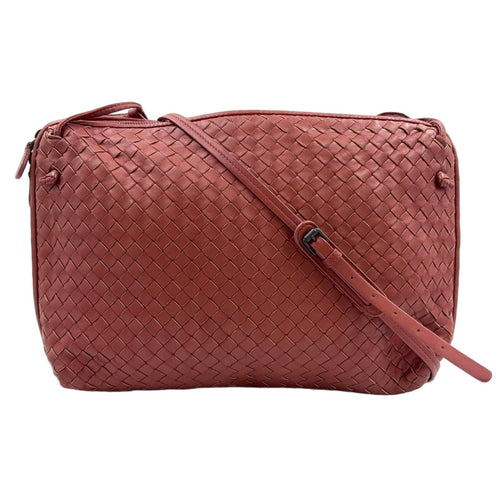 Bottega Veneta Intrecciato Leather Pink Shoulder Bag Silver