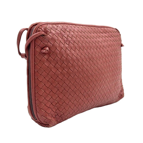 Bottega Veneta Intrecciato Leather Pink Shoulder Bag Silver — view 2