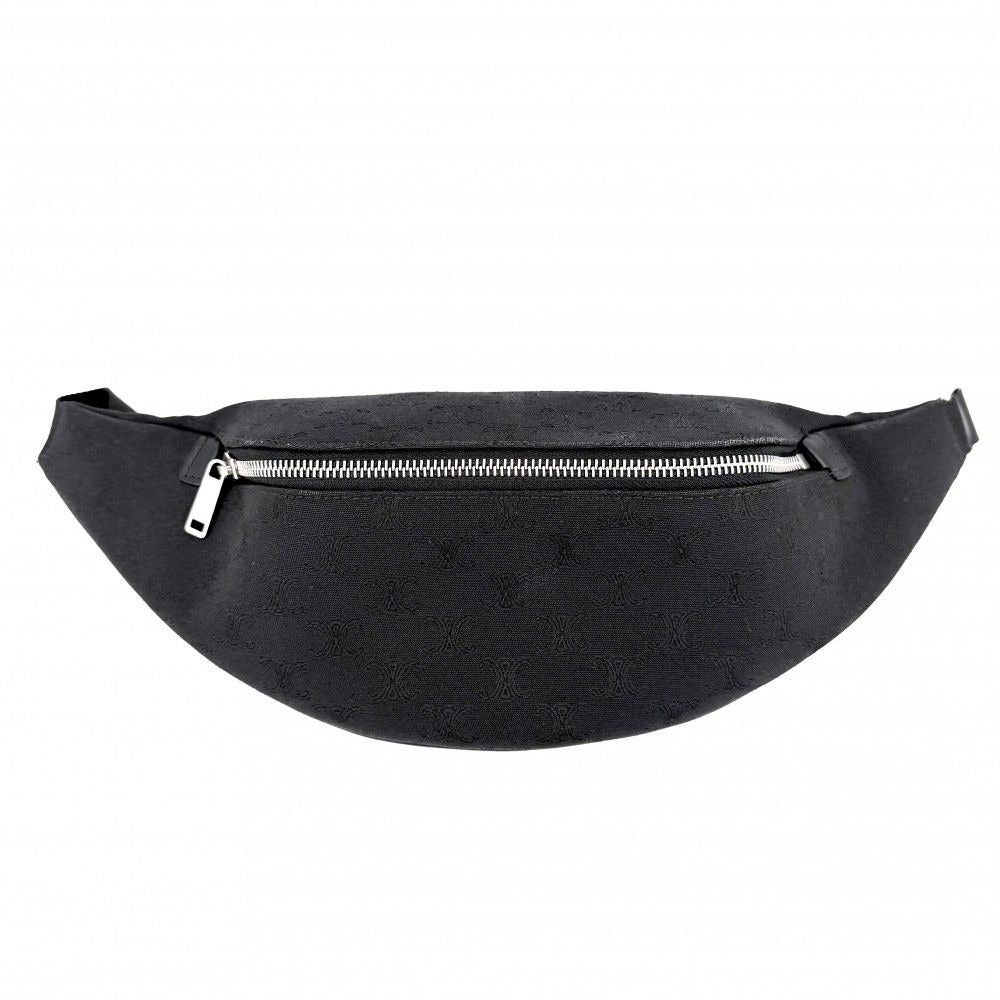 Celine Body Bag Triomphe Canvas Black Silver Har