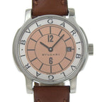 Bvlgari Solo Tempo Stainless Steel Leather Quartz Analog Display Blanc Dial