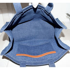 Celine Tote Shoulder Bag Large Cabas Denim Canvas Blue Ef707 — view 3