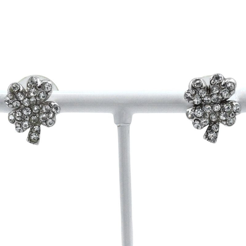 Chanel Clover Rhinestone Metal Silver 03 a 3.6 g Earrings — view 2