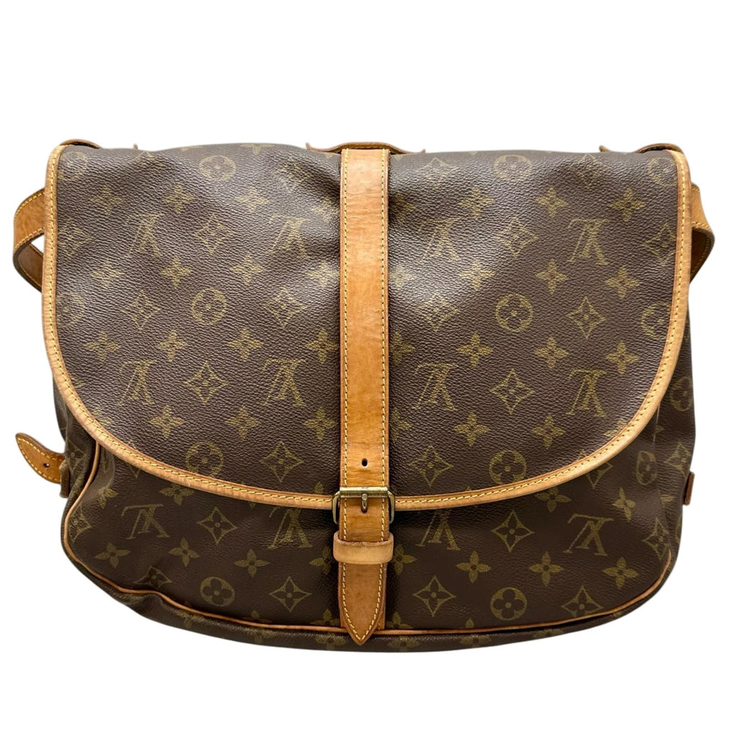 Louis Vuitton Saumur 35 Monogram Leather Brown Shoulder Bag Gold — view 2