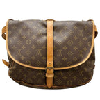 Louis Vuitton Saumur 35 Monogram Leather Brown Shoulder Bag Gold — view 2