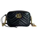 Gucci GG Marmont Chain Shoulder Bag Black Leather