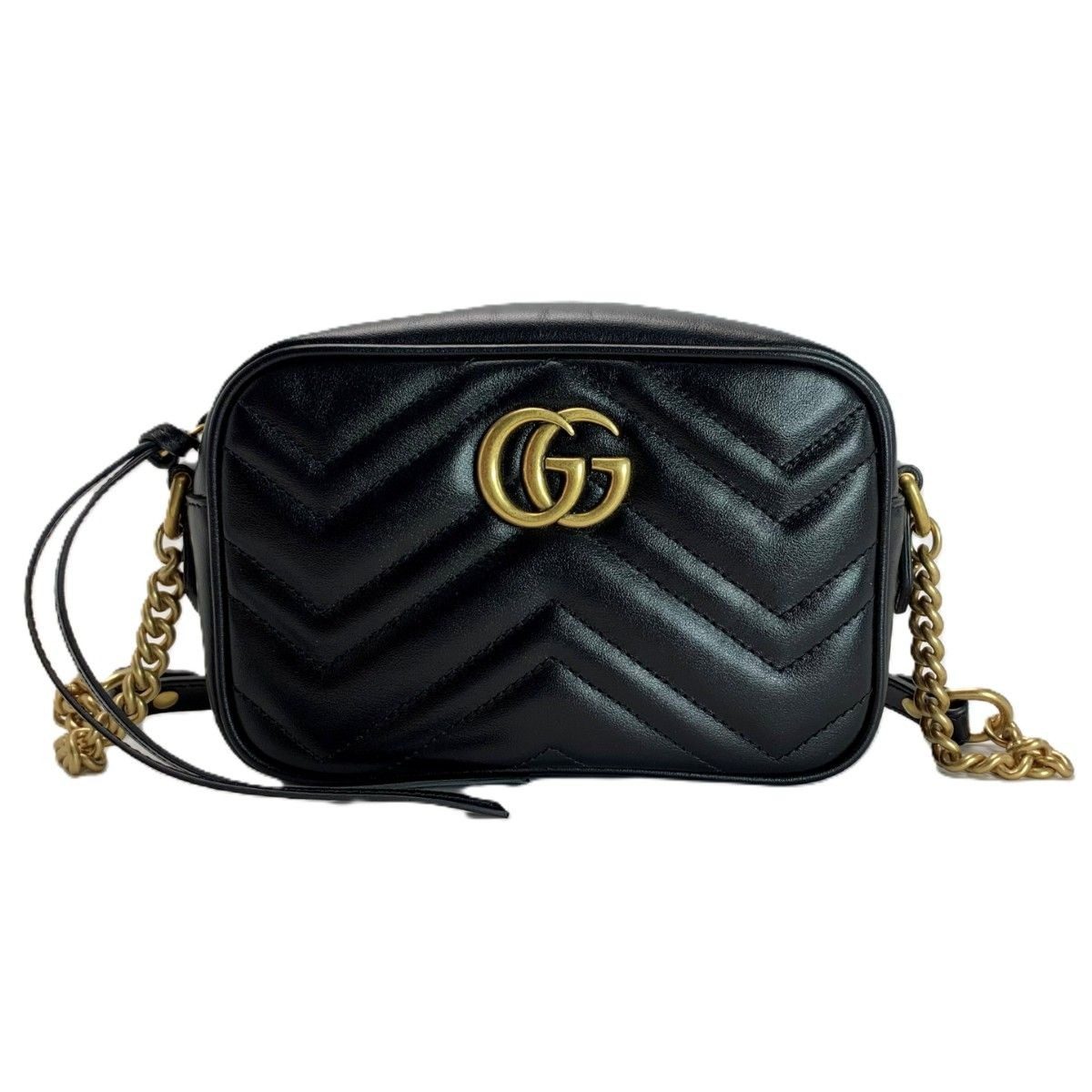 Gucci GG Marmont Chain Shoulder Bag Black Leather