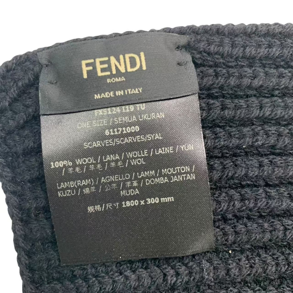 Fendi Muffler Wool Black Mon Star Scarf — view 4