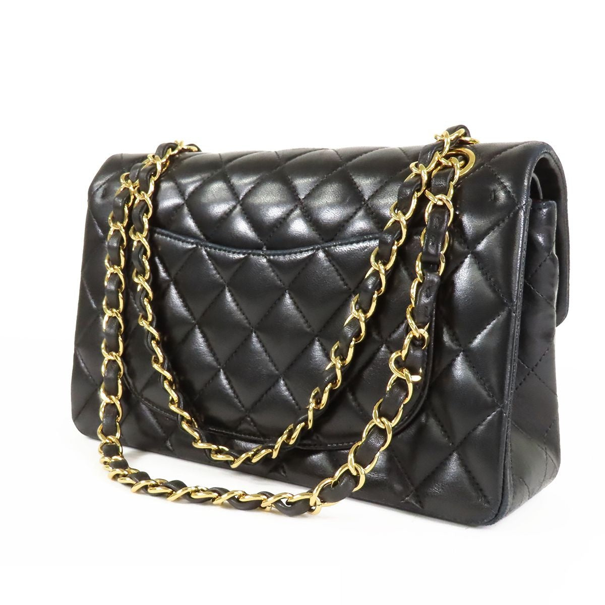 Chanel Classic Black Gold Lambskin Double Flap Chain Shoulder Bag — view 2