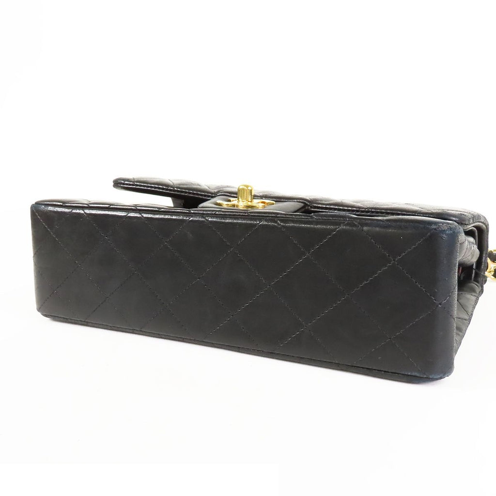 Chanel Classic Black Gold Lambskin Double Flap Chain Shoulder Bag — view 3