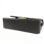 Chanel Classic Black Gold Lambskin Double Flap Chain Shoulder Bag — view 3