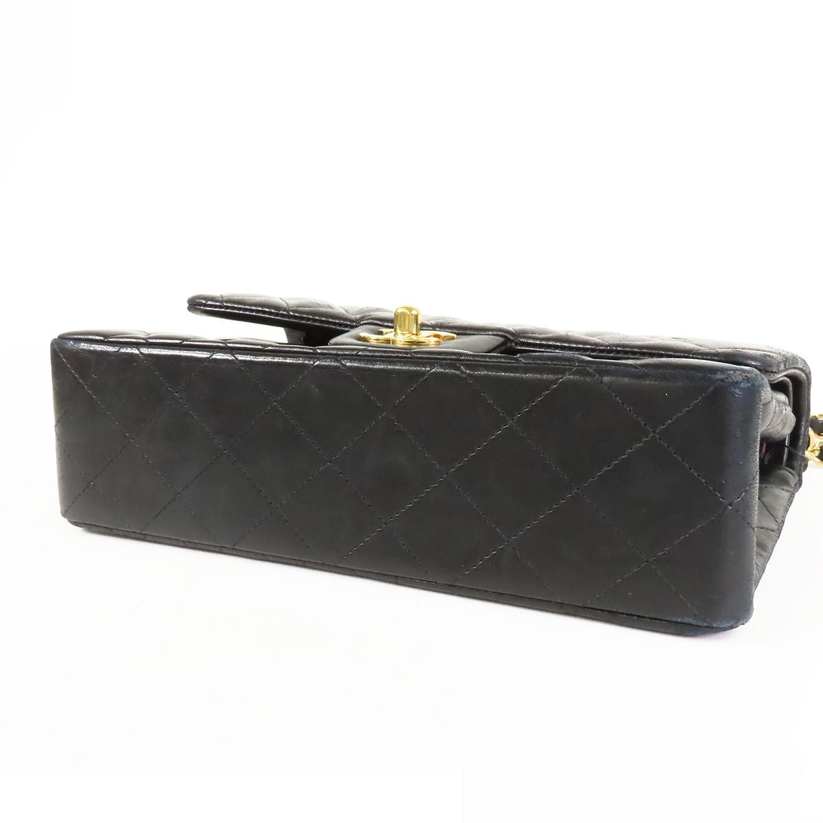 Chanel Classic Black Gold Lambskin Double Flap Chain Shoulder Bag — view 3