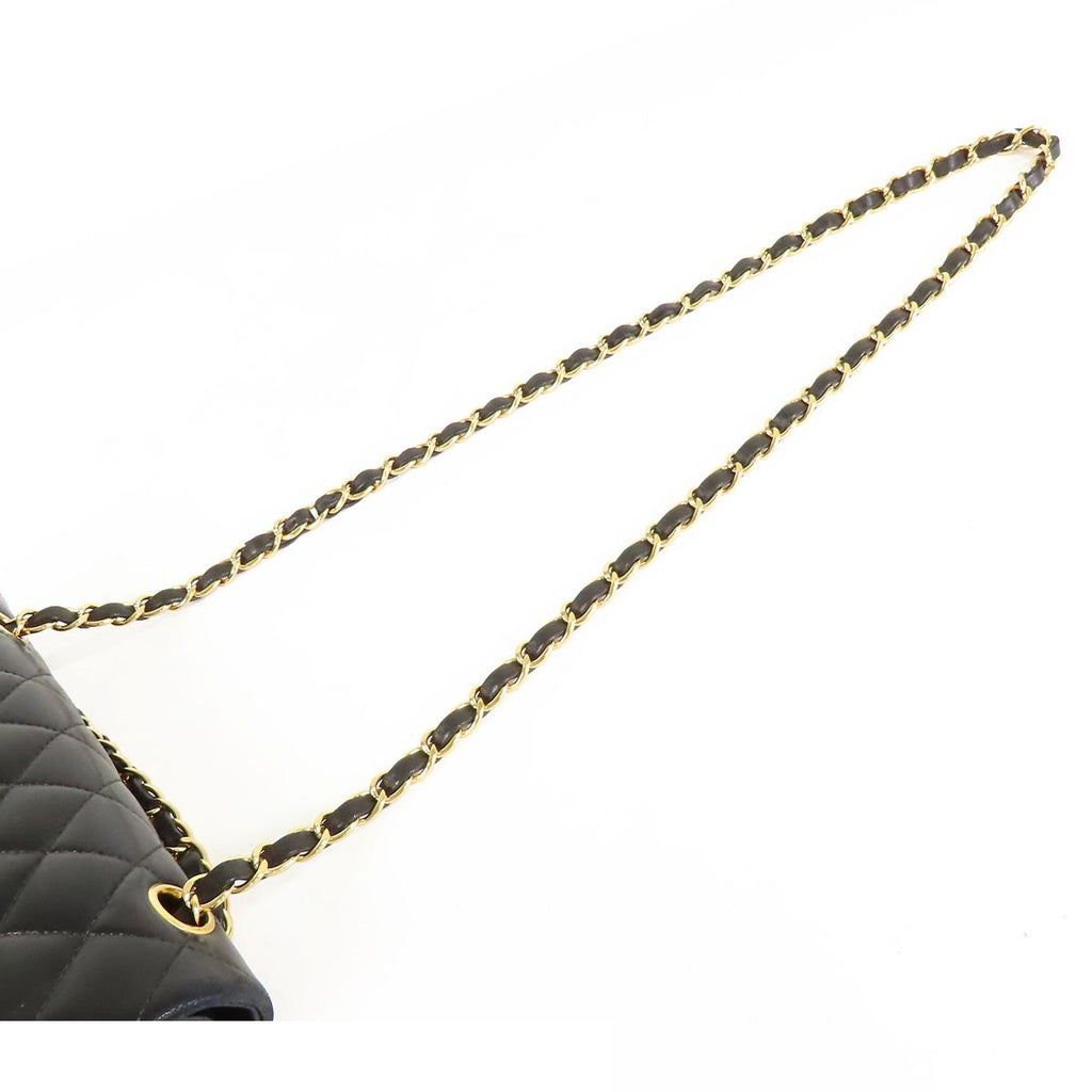 Chanel Classic Black Gold Lambskin Double Flap Chain Shoulder Bag — view 4
