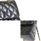Chanel Classic Black Gold Lambskin Double Flap Chain Shoulder Bag — view 6