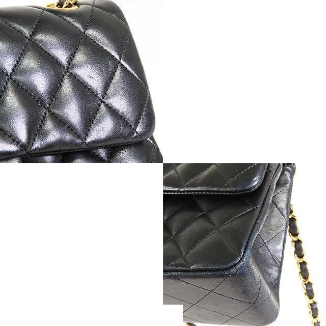 Chanel Classic Black Gold Lambskin Double Flap Chain Shoulder Bag — view 6