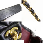 Chanel Classic Black Gold Lambskin Double Flap Chain Shoulder Bag — view 7