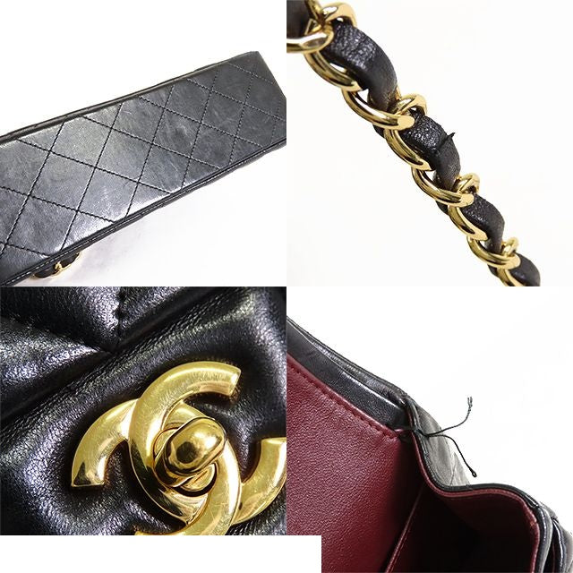 Chanel Classic Black Gold Lambskin Double Flap Chain Shoulder Bag — view 7