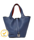 Hermes Handbag Silver Blue Capucines Taurillon Clemence