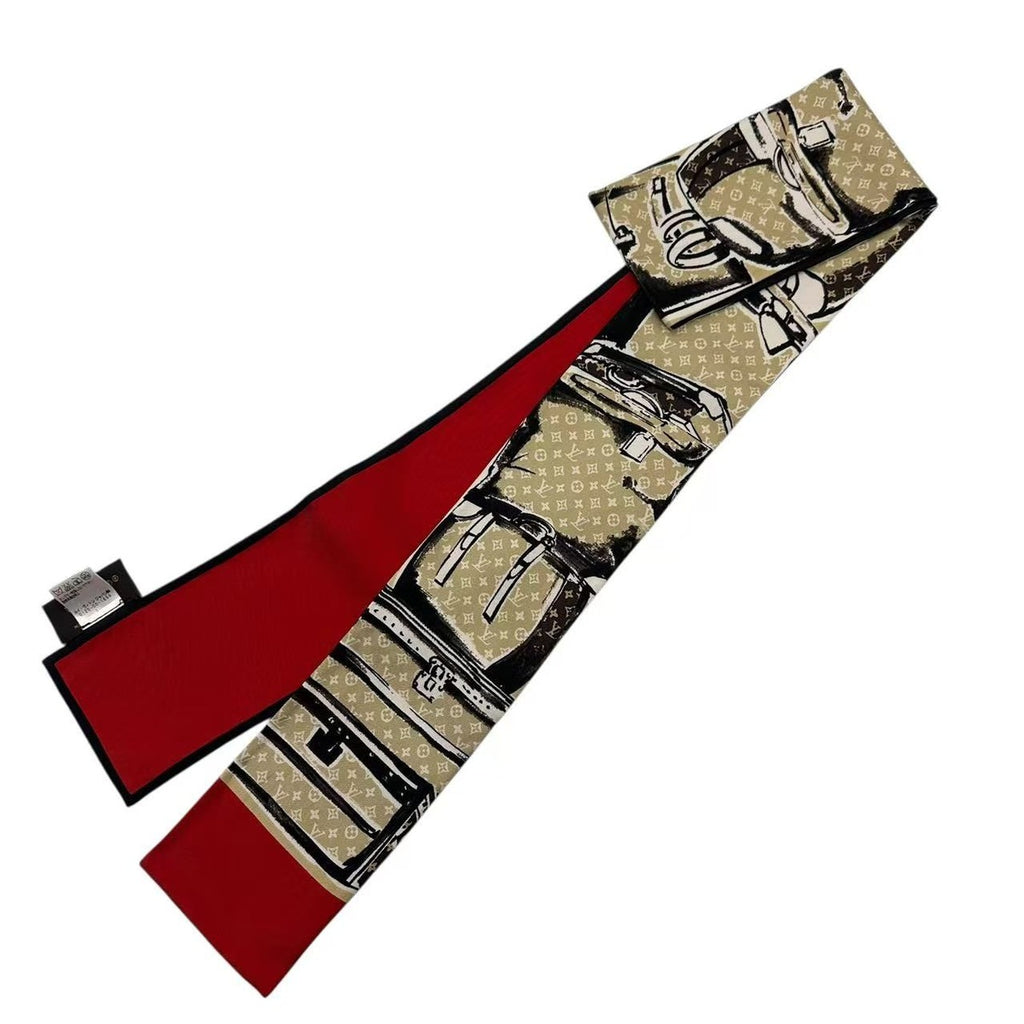 Louis Vuitton Scarf Bandeau Silk Beige Red — view 2