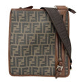 Fendi Shoulder Bag Zucca Crossbody Leather Brown Gold