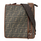 Fendi Shoulder Bag Zucca Crossbody Leather Brown Gold