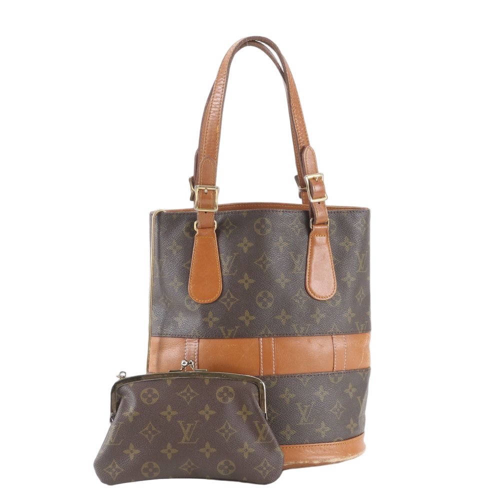 Louis Vuitton Monogram Bucket PM Leather Tote Shoulder Hand