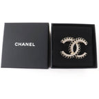 Chanel CC Logo Black Stone Clear Large Brooch Gold — view 2