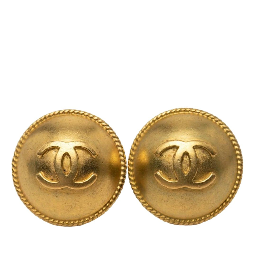 Chanel CC Logo Vintage Round Earrings