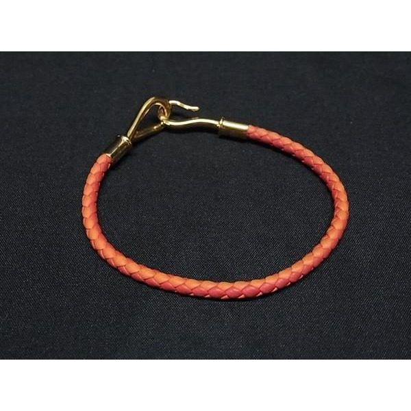 Hermes Jumbo Leather Braided Gold Bracelet Thread — view 2