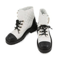 Chanel Short Boots Quilted CC Logo Leather 36 1 2C White Black